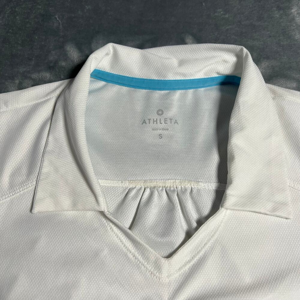 Athleta V-Neck Birdie Ruched Polo Top Size S Golf Tennis Pickle Ball Active - Picture 3 of 8
